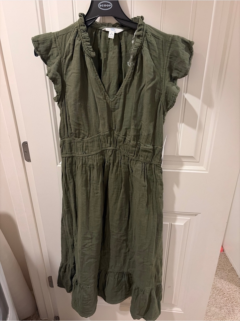 NWT Time and Tru Double Cloth Gauze Flutter Sleeve Midi Dress Sea Turtle M